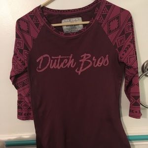 💜Burgundy Dutch Bros Shirt💜 and free DB sticker!